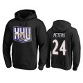 Wholesale Cheap Baltimore Ravens #24 Marcus Peters Men's Black Team 25th Season Pullover Hoodie