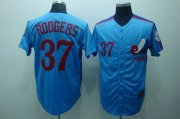 Wholesale Cheap Mitchell and Ness Expos #37 Steve Rodgers Blue Stitched Throwback MLB Jersey