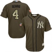 Wholesale Cheap Yankees #4 Lou Gehrig Green Salute to Service Stitched Youth MLB Jersey