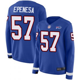 Wholesale Cheap Nike Bills #57 A.J. Epenesas Royal Blue Team Color Women\'s Stitched NFL Limited Therma Long Sleeve Jersey