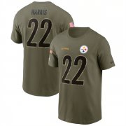 Wholesale Cheap Men's Pittsburgh Steelers #22 Najee Harris 2022 Olive Salute to Service T-Shirt