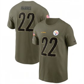 Wholesale Cheap Men\'s Pittsburgh Steelers #22 Najee Harris 2022 Olive Salute to Service T-Shirt