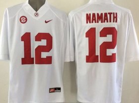 Wholesale Cheap Men\'s Alabama Crimson Tide #12 Joe Namath White 2015 NCAA Football Nike Limited Jersey