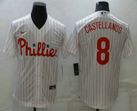 Wholesale Cheap Men\'s Philadelphia Phillies #8 Nick Castellanos White Stitched MLB Cool Base Nike Jersey