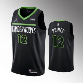 Wholesale Cheap Men\'s Minnesota Timberwolves #12 Taurean Prince Black Statement Edition Stitched Jersey