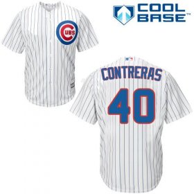 Wholesale Cheap Cubs #40 Willson Contreras White(Blue Strip) Women\'s Home Stitched MLB Jersey