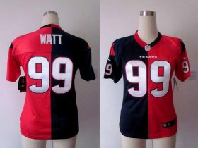Wholesale Cheap Nike Texans #99 J.J. Watt Navy Blue/Red Women\'s Stitched NFL Elite Split Jersey