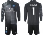 Wholesale Cheap Men 2021-2022 ClubParis Saint-Germainblack goalkeeper Long Sleeve 1 Soccer Jersey