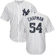 Wholesale Cheap Yankees #54 Aroldis Chapman White Strip Team Logo Fashion Stitched MLB Jersey