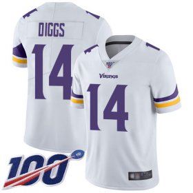 Wholesale Cheap Nike Vikings #14 Stefon Diggs White Men\'s Stitched NFL 100th Season Vapor Limited Jersey