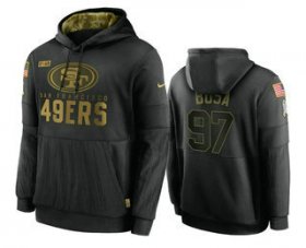 Wholesale Cheap Men\'s San Francisco 49ers #97 Nick Bosa Black 2020 Salute To Service Sideline Performance Pullover Hoodie