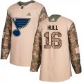 Wholesale Cheap Adidas Blues #16 Brett Hull Camo Authentic 2017 Veterans Day Stitched NHL Jersey