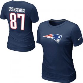 Wholesale Cheap Women\'s Nike New England Patriots #87 Rob Gronkowski Name & Number T-Shirt Blue