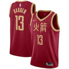 Wholesale Cheap Men\'s Houston Rockets #13 James Harden Nike Red 2018-19 City Edition Swingman Jersey