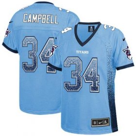 Wholesale Cheap Nike Titans #34 Earl Campbell Light Blue Alternate Women\'s Stitched NFL Elite Drift Fashion Jersey