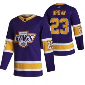 Wholesale Cheap Los Angeles Kings #23 Dustin Brown Black Men\'s Adidas 2020-21 Reverse Retro Alternate NHL Jersey