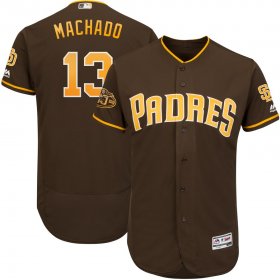 Wholesale Cheap San Diego Padres #13 Manny Machado Majestic Flex Base Authentic Stitched MLB Jersey Brown