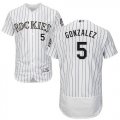 Wholesale Cheap Rockies #5 Carlos Gonzalez White Strip Flexbase Authentic Collection Stitched MLB Jersey