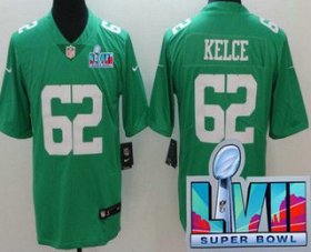 Cheap Men\'s Philadelphia Eagles #62 Jason Kelce Limited Green Rush Super Bowl LVII Vapor Jersey