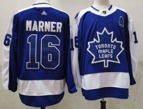 Wholesale Cheap Men\'s Toronto Maple Leafs #16 Mitchell Marner Royal Blue With A Patch 2021 Retro Stitched NHL Jersey