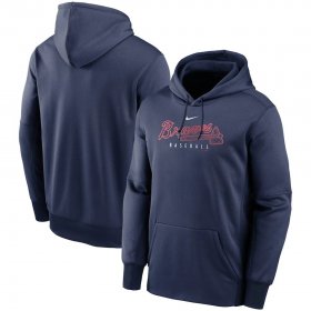 Wholesale Cheap Atlanta Braves Nike Outline Wordmark Fleece Performance Pullover Hoodie Navy