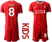 Wholesale Cheap Youth 2020-2021 club Liverpool home 8 red Soccer Jerseys