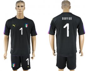 Wholesale Cheap Italy #1 Buffon Black Goalkeeper Soccer Country Jersey