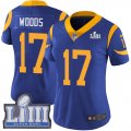 Wholesale Cheap Nike Rams #17 Robert Woods Royal Blue Alternate Super Bowl LIII Bound Women's Stitched NFL Vapor Untouchable Limited Jersey