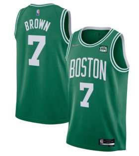 Wholesale Cheap Men\'s Boston Celtics #7 Jaylen Brown 75th Anniversary Green Stitched Basketball Jersey