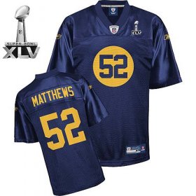 Wholesale Cheap Packers #52 Clay Matthews Blue Super Bowl XLV Stitched NFL Jersey