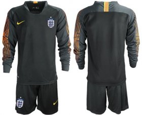 Wholesale Cheap England Blank Black Long Sleeves Goalkeeper Soccer Country Jersey