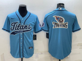 Wholesale Cheap Men's Tennessee Titans Blue Team Big Logo With Patch Cool Base Stitched Baseball Jersey