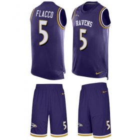 Wholesale Cheap Nike Ravens #5 Joe Flacco Purple Team Color Men\'s Stitched NFL Limited Tank Top Suit Jersey