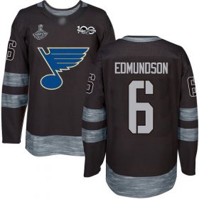 Wholesale Cheap Adidas Blues #6 Joel Edmundson Black 1917-2017 100th Anniversary Stanley Cup Champions Stitched NHL Jersey