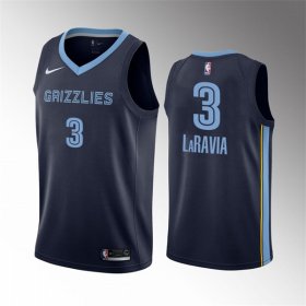 Wholesale Cheap Men\'s Memphis Grizzlies #3 Jake LaRavia 75th Anniversary Statement Edition Navy Stitched Basketball Jersey