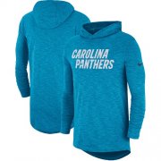 Wholesale Cheap Nike Carolina Panthers Blue Sideline Slub Performance Hooded Long Sleeve T-Shirt