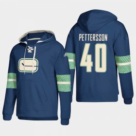 Wholesale Cheap Vancouver Canucks #40 Elias Pettersson Blue adidas Lace-Up Pullover Hoodie