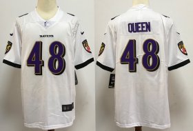 Wholesale Cheap Men\'s Baltimore Ravens #48 Patrick Queen White 2020 Vapor Untouchable Stitched NFL Nike Limited Jersey