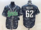 Wholesale Cheap Men's Philadelphia Eagles #62 Jason Kelce Grey Camo With Patch Cool Base Stitched Baseball Jersey
