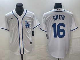 Cheap Men\'s Los Angeles Dodgers #16 Will Smith White Cool Base Stitched Baseball Jersey