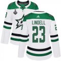 Cheap Adidas Stars #23 Esa Lindell White Road Authentic Women's 2020 Stanley Cup Final Stitched NHL Jersey