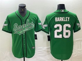Cheap Men\'s Philadelphia Eagles #26 Saquon Barkley Green Cool Base Stitched Baseball Jersey