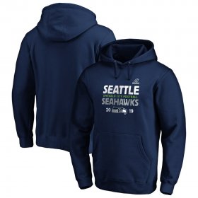 Wholesale Cheap Seattle Seahawks 2019 NFL Playoffs Bound Hometown Checkdown Pullover Hoodie College Navy