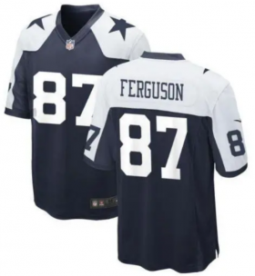 Cheap Men\'s Dallas Cowboys #87 Jake Ferguson White Navy Vapor Limited Stitched Jersey