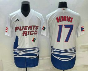 Cheap Men\'s Puerto Rico Baseball #17 Jose Berrios 2023 White World Baseball Classic Stitched Jersey