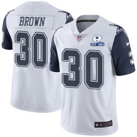 Wholesale Cheap Nike Cowboys #30 Anthony Brown White Men\'s Stitched With Established In 1960 Patch NFL Limited Rush Jersey