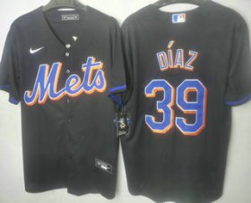 Wholesale Cheap Men\'s New York Mets #39 Edwin Diaz Black Stitched MLB Cool Base Nike Jersey