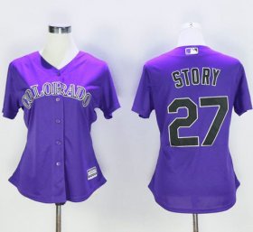Wholesale Cheap Rockies #27 Trevor Story Purple Women\'s Alternate Stitched MLB Jersey