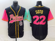 Wholesale Cheap Men's San Diego Padres #22 Juan Soto Black NEW 2023 City Connect Cool Base Stitched Jersey
