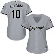Wholesale Cheap White Sox #10 Yoan Moncada Grey Road Women's Stitched MLB Jersey